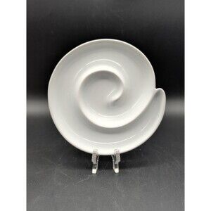 CRATE & BARREL 7" White Porcelain Swirl Spiral Appetizer Dish Olive